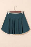 Sea Green Solid Pocketed Crossover High Waist Swim Skort
