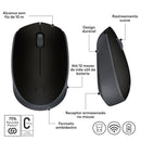 Mouse sem fio Logitech M170 com Design Ambidestro Compacto, Conexão USB e Pilha Inclusa - Preto