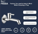 Fossa Orbit Brass Tap Faucet Bib Tap (Long Body) Wall Mounted for Bathroom, Kitchen Sink, Washing Areas, Gardens, Sink Faucet with Brass Tap with Wall Flange (Mirror-Chrome Finish)-3
