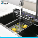 Fossa 30"x18"x10" inch Piano Fully Equipped Kitchen Sink with Integrated Waterfall and Pull-down Faucets - SS-304 Grade Stainless Steel Sink with LED Pannel and Digital Display - Nano Black Finish-2
