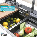 Fossa 30"x18"x10" inch Piano Fully Equipped Kitchen Sink with Integrated Waterfall and Pull-down Faucets - SS-304 Grade Stainless Steel Sink with LED Pannel and Digital Display - Nano Black Finish-4