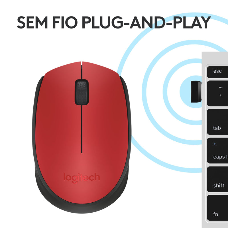 Mouse sem fio Logitech M170 com Design Ambidestro Compacto, Conexão USB e Pilha Inclusa - Preto
