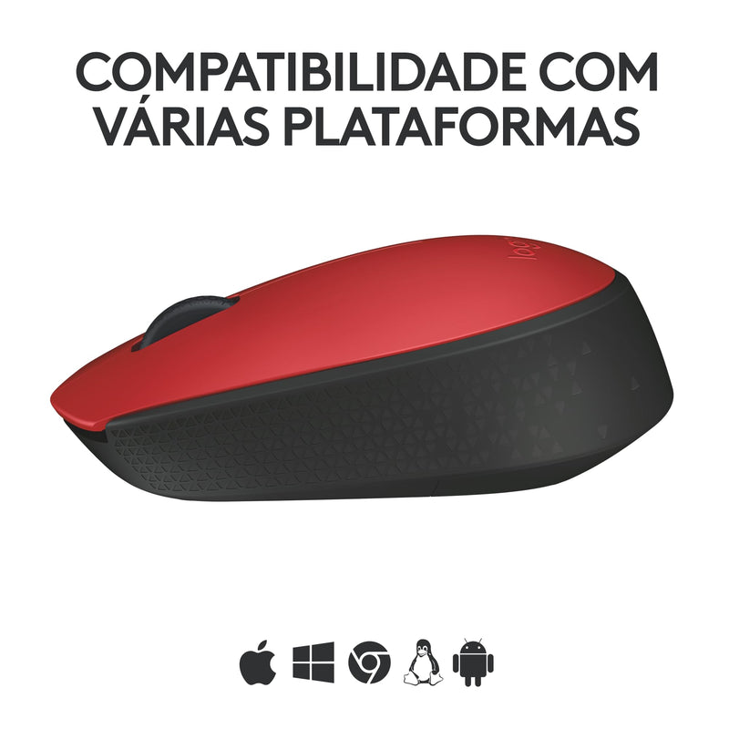 Mouse sem fio Logitech M170 com Design Ambidestro Compacto, Conexão USB e Pilha Inclusa - Preto