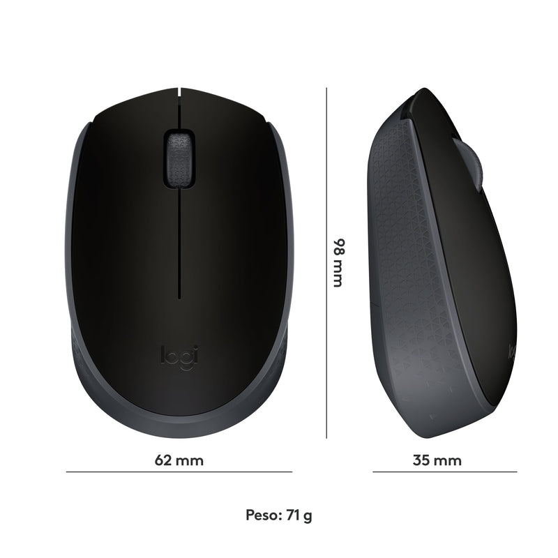 Mouse sem fio Logitech M170 com Design Ambidestro Compacto, Conexão USB e Pilha Inclusa - Preto