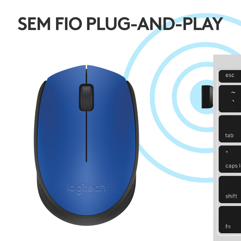 Mouse sem fio Logitech M170 com Design Ambidestro Compacto, Conexão USB e Pilha Inclusa - Preto