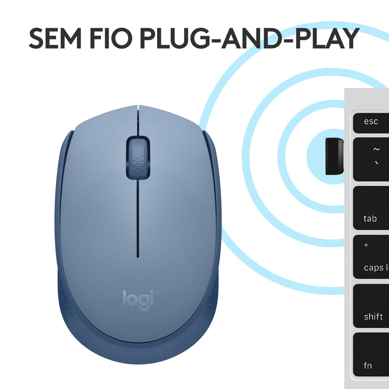 Mouse sem fio Logitech M170 com Design Ambidestro Compacto, Conexão USB e Pilha Inclusa - Preto
