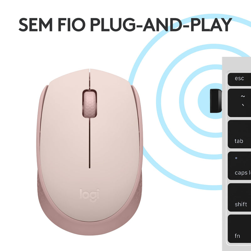 Mouse sem fio Logitech M170 com Design Ambidestro Compacto, Conexão USB e Pilha Inclusa - Preto
