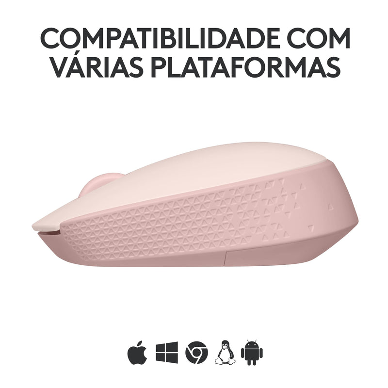Mouse sem fio Logitech M170 com Design Ambidestro Compacto, Conexão USB e Pilha Inclusa - Preto