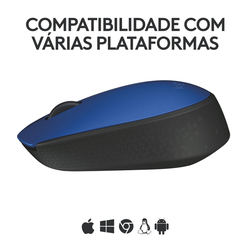 Mouse sem fio Logitech M170 com Design Ambidestro Compacto, Conexão USB e Pilha Inclusa - Preto