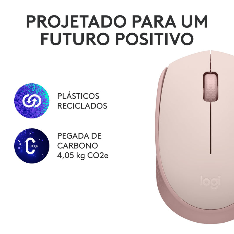 Mouse sem fio Logitech M170 com Design Ambidestro Compacto, Conexão USB e Pilha Inclusa - Preto