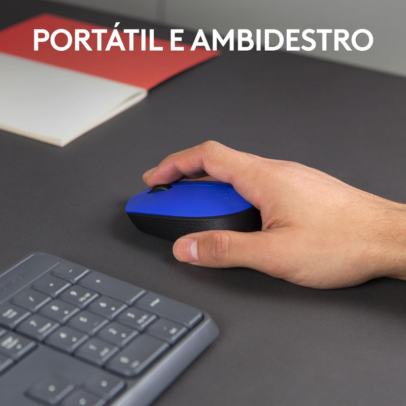 Mouse sem fio Logitech M170 com Design Ambidestro Compacto, Conexão USB e Pilha Inclusa - Preto
