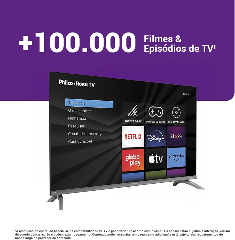 Smart TV 32" Philco LED Roku Tv HD Dolby Audio P32CRA