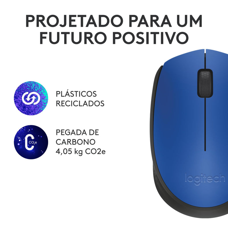 Mouse sem fio Logitech M170 com Design Ambidestro Compacto, Conexão USB e Pilha Inclusa - Preto