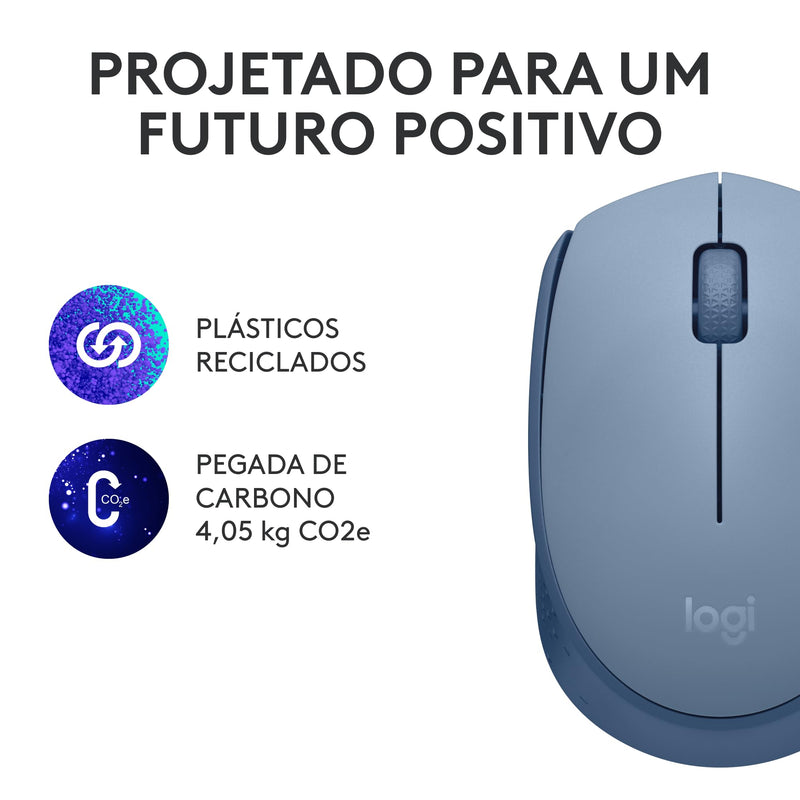 Mouse sem fio Logitech M170 com Design Ambidestro Compacto, Conexão USB e Pilha Inclusa - Preto