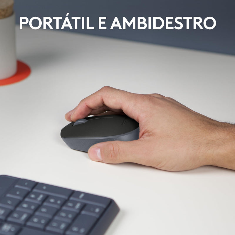 Mouse sem fio Logitech M170 com Design Ambidestro Compacto, Conexão USB e Pilha Inclusa - Preto