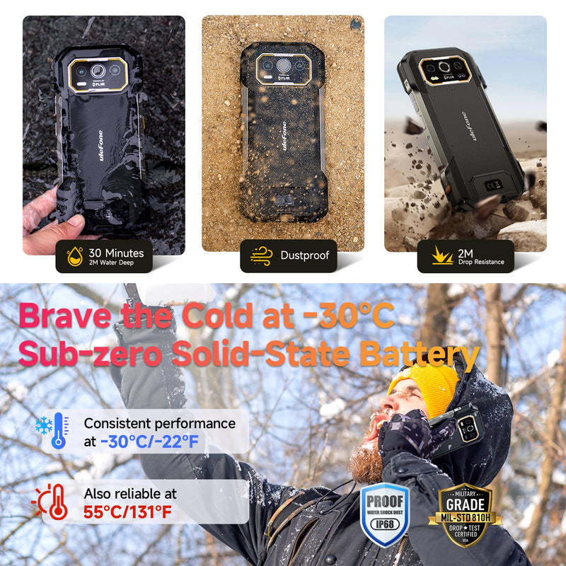 Ulefone Armor 27T Pro 5G Rugged Phone with Thermal Image Camera, MTK Dimensity 6300 5G, 24GB+256GB, 50MP+64MP+32MP, Android 14, 6.78”, 10600mAh/Wireless Charge, uSmart, GPS/NFC Unlocked Smartphone