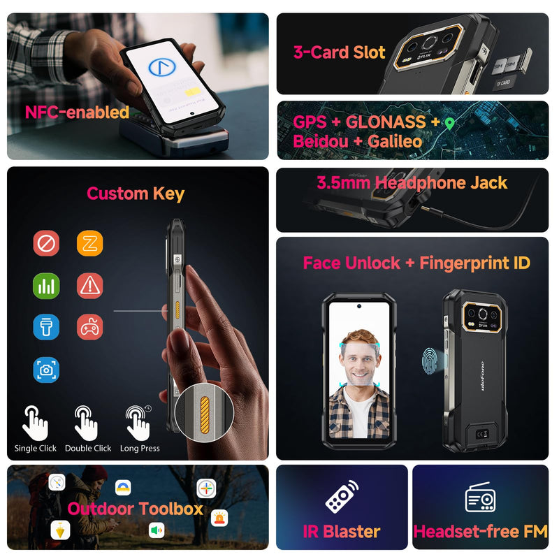 Ulefone Armor 27T Pro 5G Rugged Phone with Thermal Image Camera, MTK Dimensity 6300 5G, 24GB+256GB, 50MP+64MP+32MP, Android 14, 6.78”, 10600mAh/Wireless Charge, uSmart, GPS/NFC Unlocked Smartphone