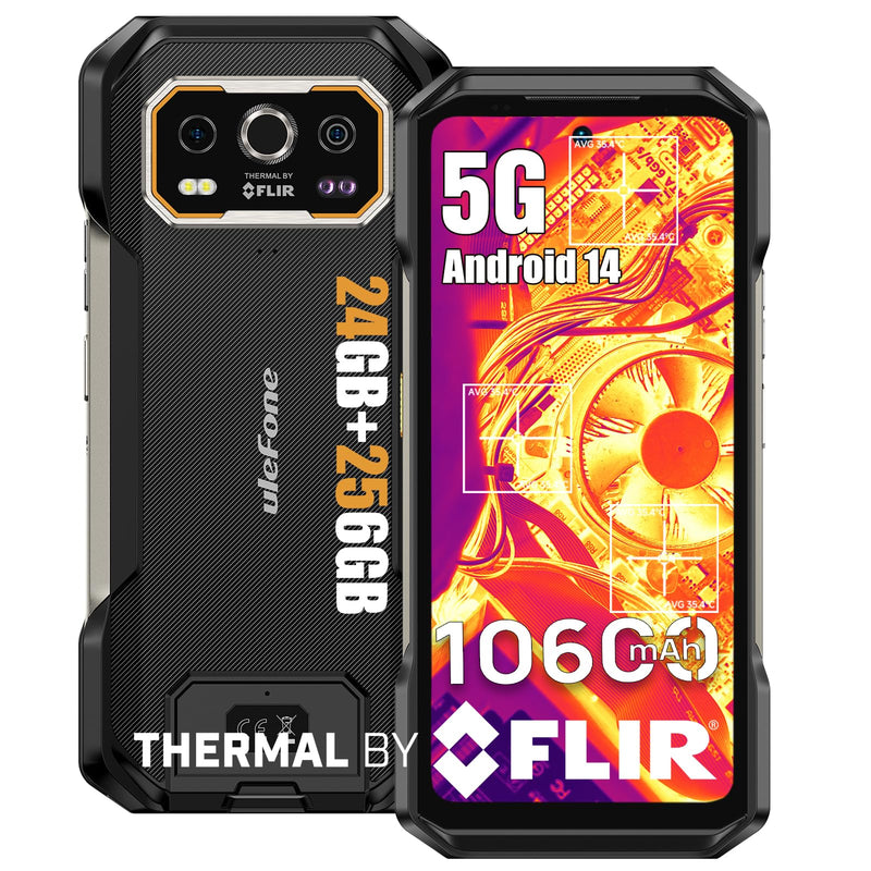 Ulefone Armor 27T Pro 5G Rugged Phone with Thermal Image Camera, MTK Dimensity 6300 5G, 24GB+256GB, 50MP+64MP+32MP, Android 14, 6.78”, 10600mAh/Wireless Charge, uSmart, GPS/NFC Unlocked Smartphone