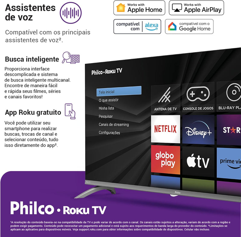 Smart TV 32" Philco LED Roku Tv HD Dolby Audio P32CRA