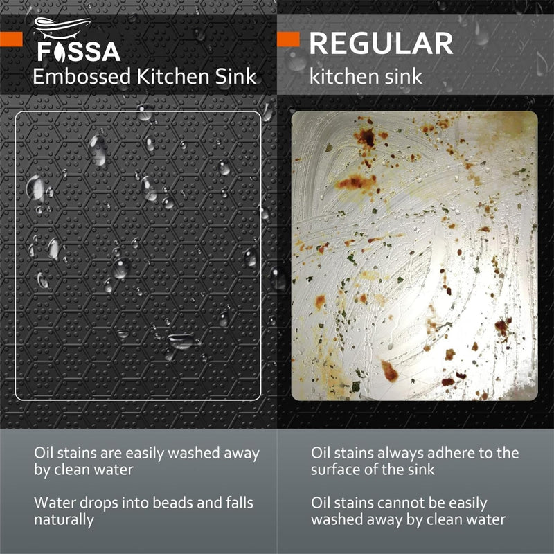 Fossa 37"x18"x10" Inch Double Bowl 304 Grade Honeycomb Embossed Kitchen Sink with Nano Coating (Black )-4